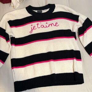 Topshop Black, White, and Pink Striped Sweater